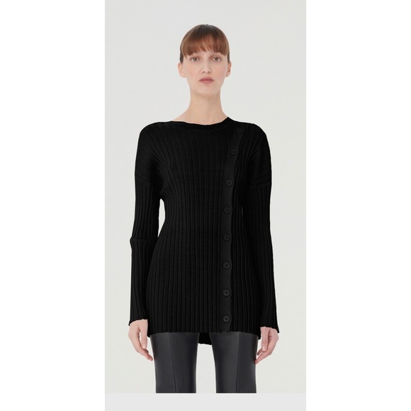 WOLFORD Merino Detach Top Long Sleeve Large Black NEW Wool Sweater Designer